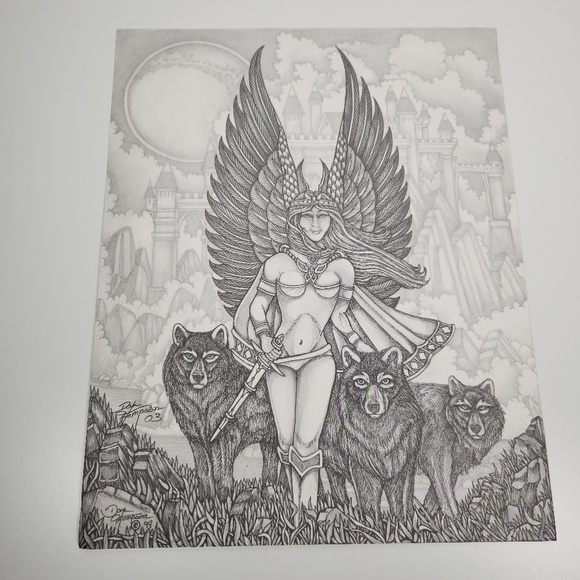 VTG Dan Thompson Fine Arts Advanced Adult Coloring Pages 7 Fantasy Dragon Fairy - Picture 9 of 9